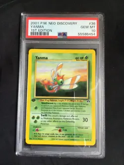 Pokemon Cards: 1st Edition Neo Discovery Rare: Yanma 36/75: PSA 10 - Image 1