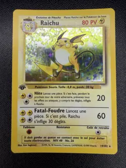 🔥1999 POKEMON CARD FRENCH BASE SET 1. EDITION RAICHU HOLO RARE MT+ 9.5 BGS🔥 - Image 3