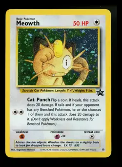 Meowth 10 Black Star Promo 2000 GameBoy Holo Rare WOTC Pokemon Card TCG - Image 1
