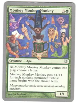Magic_the_gathering Unhinged Monkey Monkey Monkey #104 2004,MTG,LP Common - Image 1