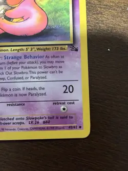 Pokemon TCG Slowbro Fossil 43/62 1st Edition Uncommon Stage 1 60 HP Regular 1999 - Image 3