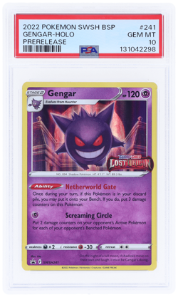 2022 Pokemon SWSH Black Star Promo Gengar Prerelease Holo #SWSH241 PSA 10 - Image 1