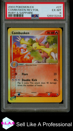 COMBUSKEN-REV.FOIL RUBY & SAPPHIRE POKEMON EX RUBY & SAPPHIRE 2003 27 PSA 6 - Image 1