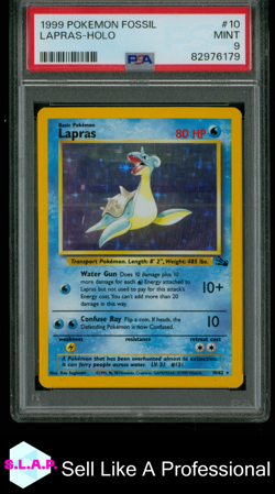 LAPRAS POKEMON 10/62 1999 FOSSIL HOLO ENGLISCH PSA 9 - Image 1
