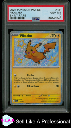 PIKACHU SHINY RARE POKEMON GERMAN PAF DE-PALDEAN FATES 2024 131 PSA 10 - Image 1