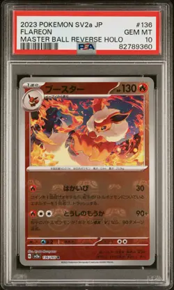 Pokemon Flareon 151 sv2a Japanese Master Ball Reverse Holo #136 PSA 10 Gem Mint - Image 2