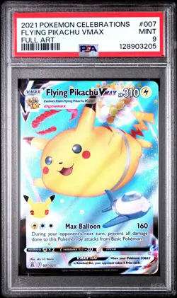 2021 POKEMON CELEBRATIONS #007 FULL ART/FLYING PIKACHU VMAX PSA 9 - Image 1