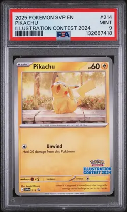 2025 POKEMON SVP EN-SV BLACK STAR PROMO ILLUSTRATION CONTEST 2024 PIKACHU PSA 9 - Image 1
