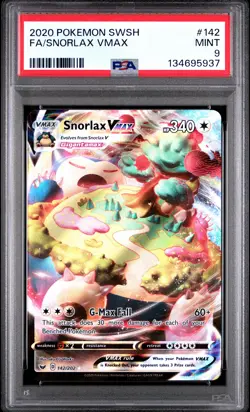 2020 POKEMON SWORD & SHIELD #142 FULL ART/SNORLAX VMAX PSA 9 - Image 1