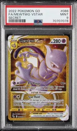 2022 POKEMON GO SECRET #086 FULL ART/MEWTWO VSTAR PSA 9 - Image 1