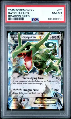 2015 POKEMON XY ROARING SKIES #75 RAYQUAZA EX PSA 8 - Image 1