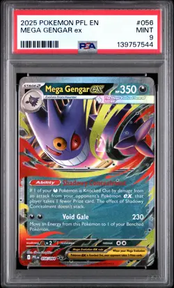 2025 POKEMON PFL EN-PHANTASMAL FLAMES #056 MEGA GENGAR EX PSA 9 - Image 1