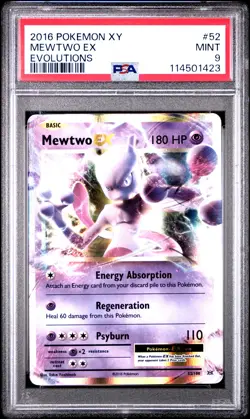 2016 POKEMON XY EVOLUTIONS #52 MEWTWO EX PSA 9 - Image 1
