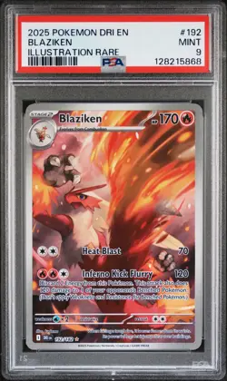 2025 POKEMON DRI EN-DESTINED RIVALS ILLUSTRATION RARE #192 BLAZIKEN PSA 9 - Image 1