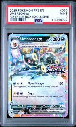 2025 POKEMON PRE EN-PRISMATIC EVOLUTIONS SURPRISE BOX EXCLUSIVE UMBREON EX PSA 9 - Image 1