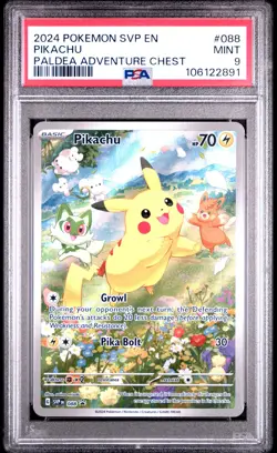 2024 POKEMON SVP EN-SV BLACK STAR PROMO PALDEA ADVENTURE CHEST PIKACHU PSA 9 - Image 1