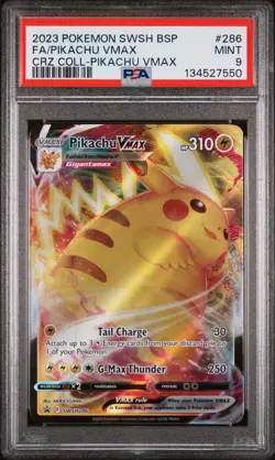 2023 POKEMON SWSH BLACK STAR PROMO #286 FULL ART/PIKACHU VMAX PSA 9 - Image 1