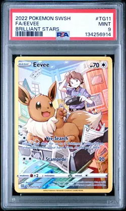 2022 POKEMON SWORD & SHIELD BRILLIANT STARS #TG11 FULL ART/EEVEE PSA 9 - Image 1