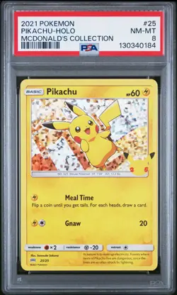 2021 POKEMON MCDONALD'S COLL #25 PIKACHU-HOLO PSA 8 - Image 1