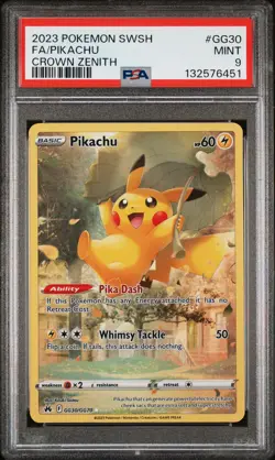 2023 POKEMON SWORD & SHIELD CROWN ZENITH #GG30 FULL ART/PIKACHU PSA 9 - Image 1