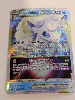 Alolan Vulpix VSTAR 034/195 Silver Tempest Pokemon Holo Foil Nice! - Image 1