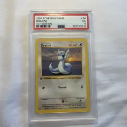 1999 Pokemon Game #26 Dratini 1st Edition PSA 5 - Image 1