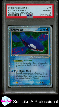 KYOGRE EX-HOLO CRYSTAL GUARDIANS POKEMON EX CRYSTAL GUARDIANS 2006 95 PSA 8 - Image 1