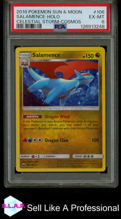 SALAMENCE-HOLO POKEMON SUN & MOON CELESTIAL STORM-COSMOS 2018 106 PSA 6 - Image 1