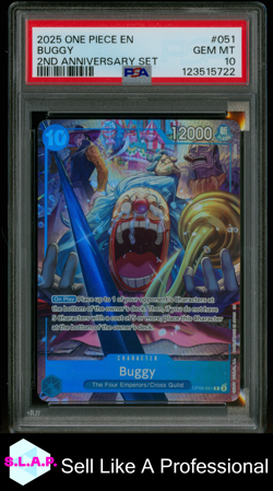 BUGGY ONE PIECE ENGLISH VERSION 2ND ANNIVERSARY SET 2025 051 PSA 10 - Image 1