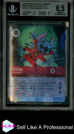 STITCH LORCANA 21P1 2023 DISNEY 100 COLLECTION PROMO ENGLISH BGS 8.5 - Image 1