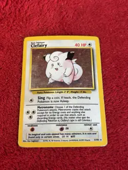 Clefairy 005/102 Base Set Holo Wotc Pokemon Card Played - Image 1
