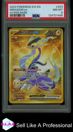 MIRAIDON EX HYPER RARE POKEMON SVI EN-SCARLET & VIOLET 2023 253 PSA 8 - Image 1