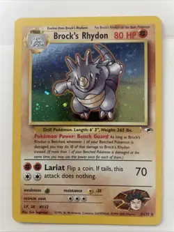 Pokemon TCG Brock's Rhydon Gym Heroes 2/132 Holo Unlimited Rare - Image 1