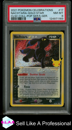 NACHTARA-GOLD STR CLSC.COLL-POP SER.5-GER. POKEMON CELEB 2021 17 PSA 8 - Image 1