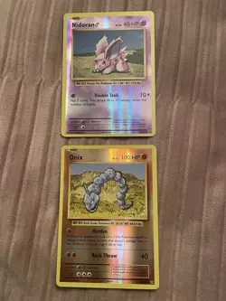 2x Pokemon Cards Reverse Holo - Onix 61/108 - Nidoran 43/108 - Evolutions [LP] - Image 1