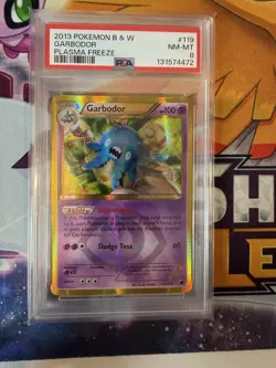 POKEMON PLASMA FREEZE GARBODOR #119 SECRET RARE PSA 8 GEM MINT #28229307 POP 12 - Image 1