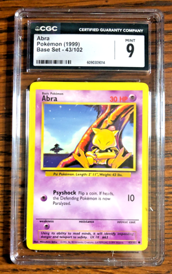 VINTAGE Abra Common #43 - CGC MINT 9 - 1999 WOTC Base Set Unlimited -Pokemon TCG - Image 1