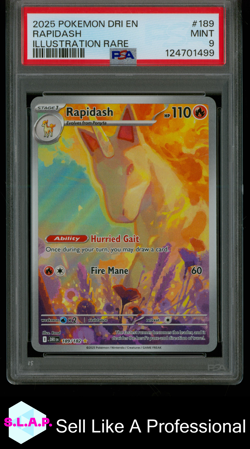 RAPIDASH ILLUSTRATION RARE POKEMON DRI EN-DESTINED RIVALS 2025 189 PSA 9 - Image 1