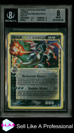 GLURAK GOLD STAR POKEMON EX DRAGON FRONTIERS GERMAN HOLO #100 2006 BGS 8 - Image 1