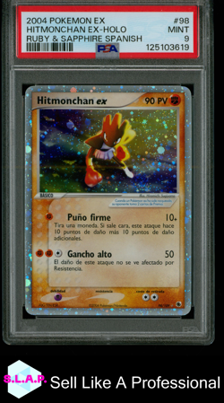 HITMONCHAN EX-HOLO RUBY & SAPPHIRE SPANISH POKEMON SPANISH EX 2004 98 PSA 9 - Image 1