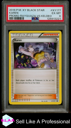 KAREN PROMO-RAYQUAZA VS KELDEO POKEMON XY BLACK STAR PROMO 2016 XY177 PSA 6 - Image 1
