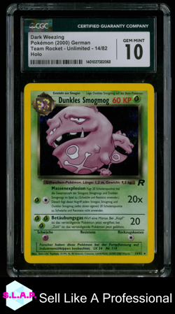 DUNKLES SMOGMOG POKEMON 14/82 2000 TEAM ROCKET UNLIMITED HOLO GERMAN CGC 10 - Image 1
