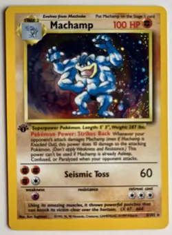 Pokemon TCG Machamp Holo 1st Edition Base Set #8/102 NM/MT - Image 1