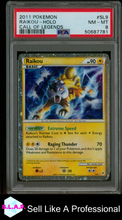 RAIKOU-HOLO CALL OF LEGENDS POKEMON CALL OF LEGENDS 2011 SL9 PSA 8 - Image 1