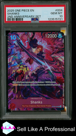 SHANKS ONE PIECE ENGLISH VERSION 2ND ANNIVERSARY SET 2025 004 PSA 10 - Image 1