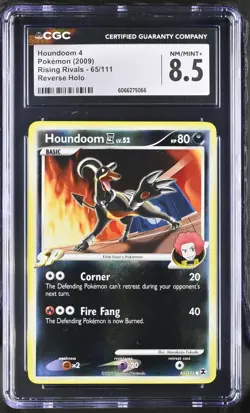 CGC 8.5 Houndoom 4 2009 Rising Rivals 65/111 Reverse Holo Pokemon Card - Image 1