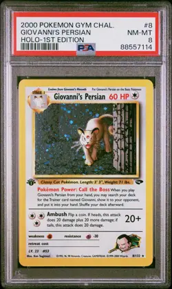 Pokemon Gym Challenge Giovanni's Persian 1st Edition Holo #8 PSA 8 - Image 1