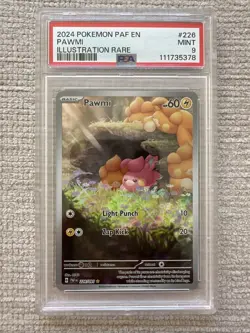Pokemon Paldean Fates Pawmi Illustration Rare Shiny PSA 9 Mint Condition - Image 1
