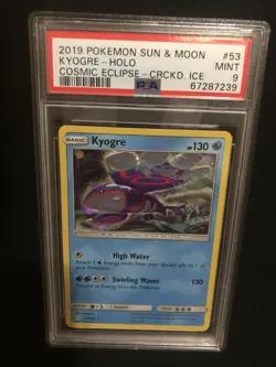 2019 Pokemon Sun & Moon Kyogre-holo Cosmic Eclipse-cracked Ice PSA 9 Pokemon Tcg - Image 1