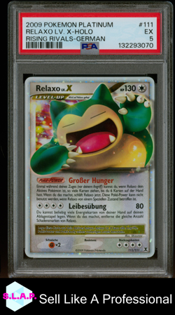 RELAXO LV. X-HOLO RISING RIVALS-GER POKEMON PLATINUM 2009 111 PSA 5 - Image 1